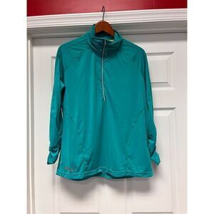 Sunice Green Rubber Stretch Ruched Half Zip Pull Over Warm Up Jacket sz XL